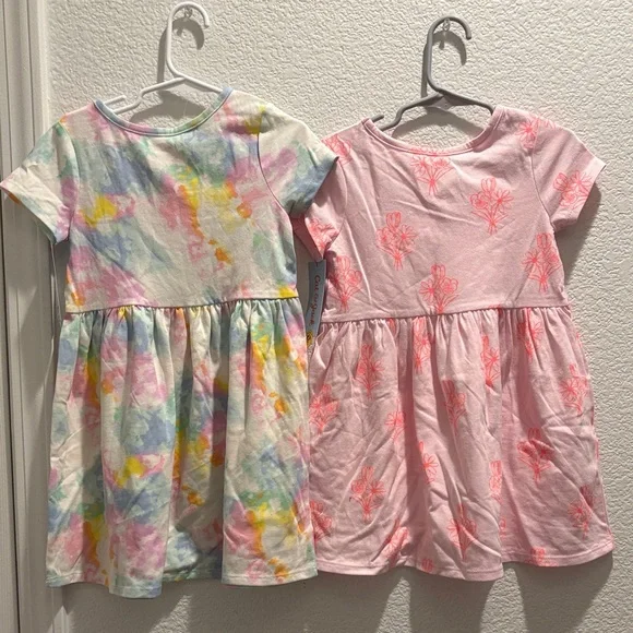 Colorful Tie-Dye and Pink Floral Kids Dresses 4T/5T set - Picture 5 of 7